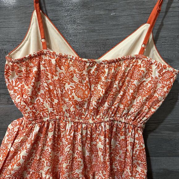 BAND OF THE FREE Size Small Floral Faux Wrap Dress Orange Beige - Picture 11 of 12